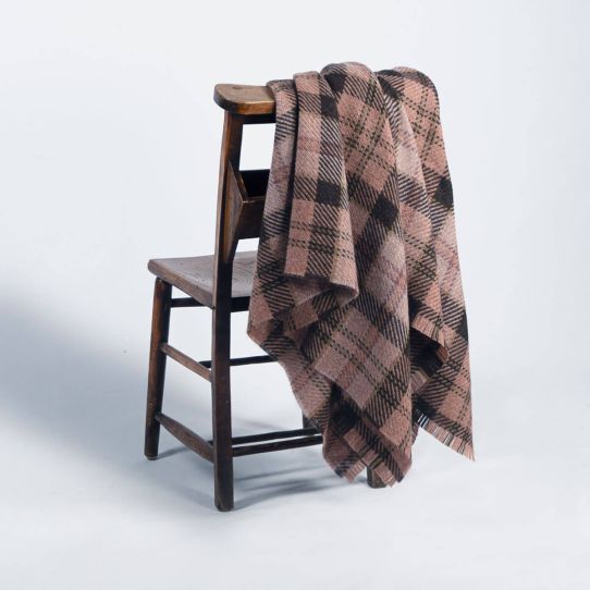 Lochcarron Bracken British Wool Corrie Blanket (Coral,Pink,Dark Brown,Camel & Lilac)