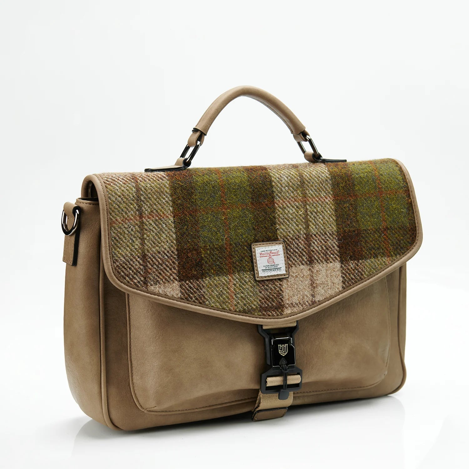 Islander Laptop Bag in Harris Tweed Brown & Green Chestnut Tartan | Harris Tweed Scotland