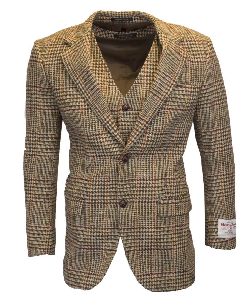 Men's Desert Tan Harris Tweed Overcheck Country Blazer Jacket
