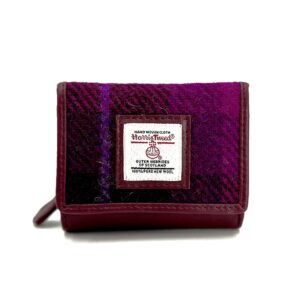 Maccessori Harris Tweed Trifold Purse Purple Check | Harris Tweed Scotland
