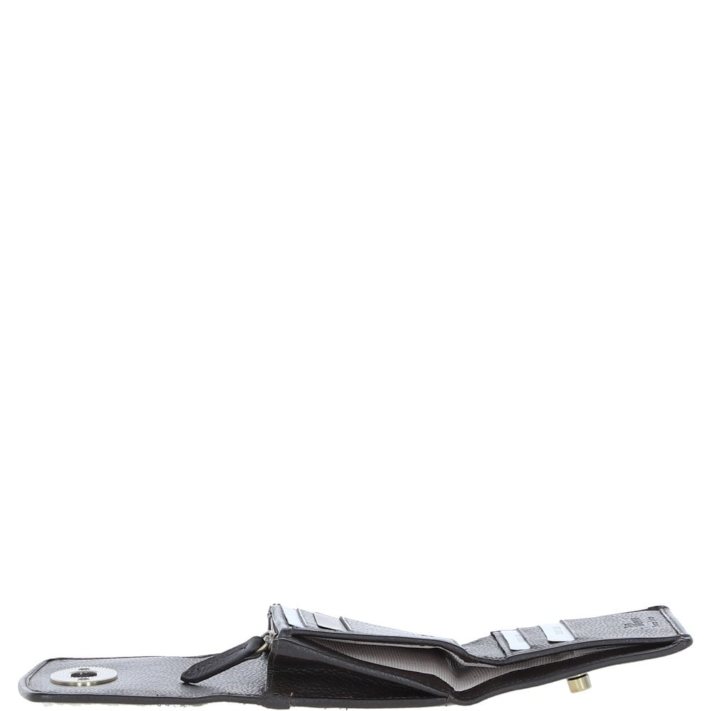 Real Leather Fairlie Small Trifold Purse RFID Protected with Brass Twist Lock and Harris Tweed - Tan Leather & Navy