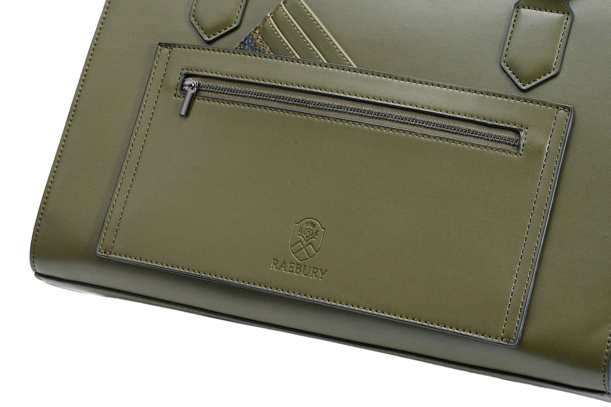 Harris Tweed Laptop Work Flap Satchel Bag (Classic Olive)