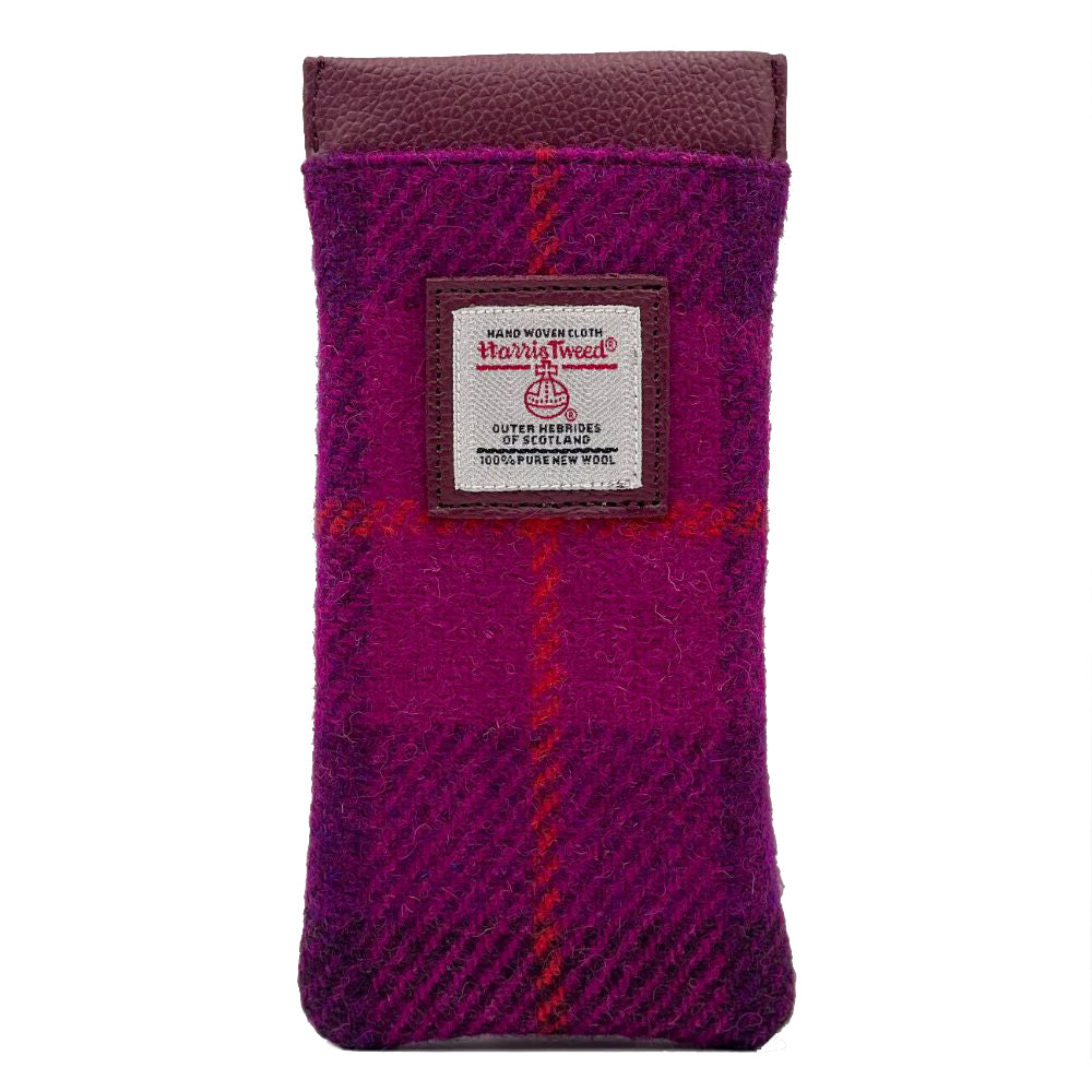 Maccessori Single Glasses Case with Harris Tweed - Purple Check | Harris Tweed Scotland