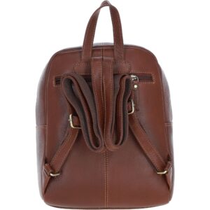 Real Leather Barassie Large Backpack with Harris Tweed - Tan Leather & Black Watch
