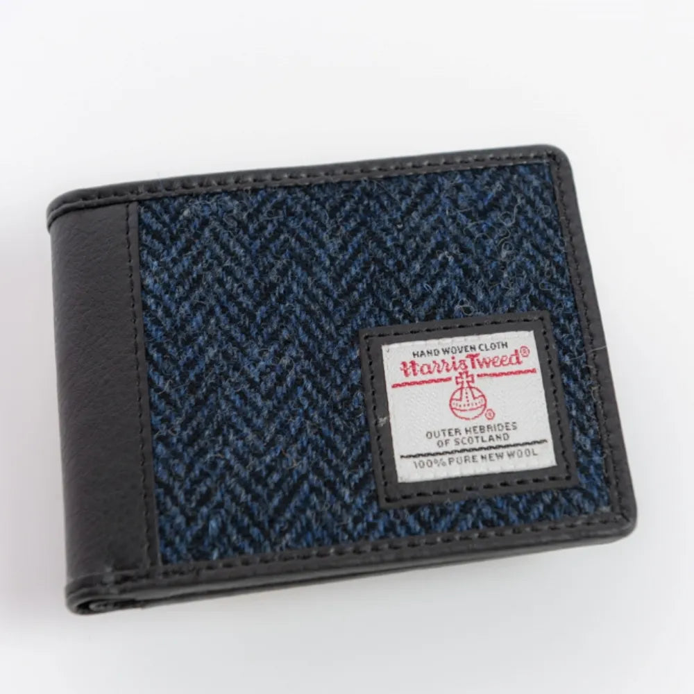 Maccessori Tri-Fold Wallet Coin Pocket with Harris Tweed - Blue