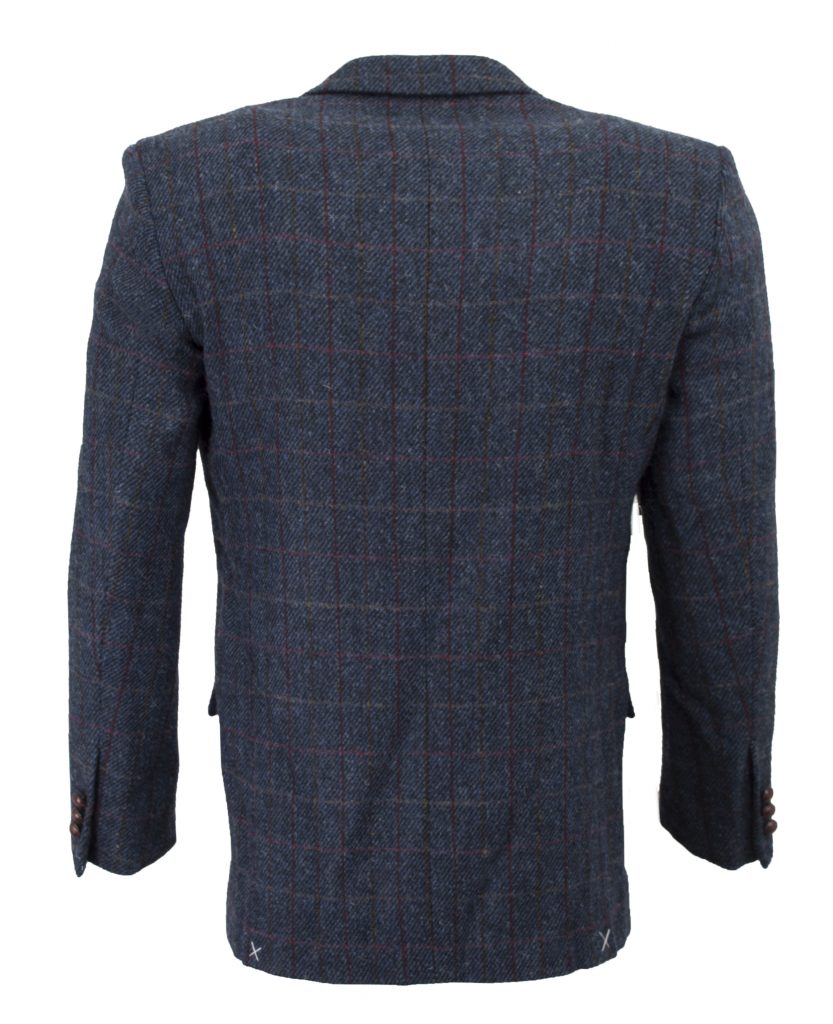 Men's Blazer Jacket in Royal Blue Harris Tweed Herringbone Country Fabric