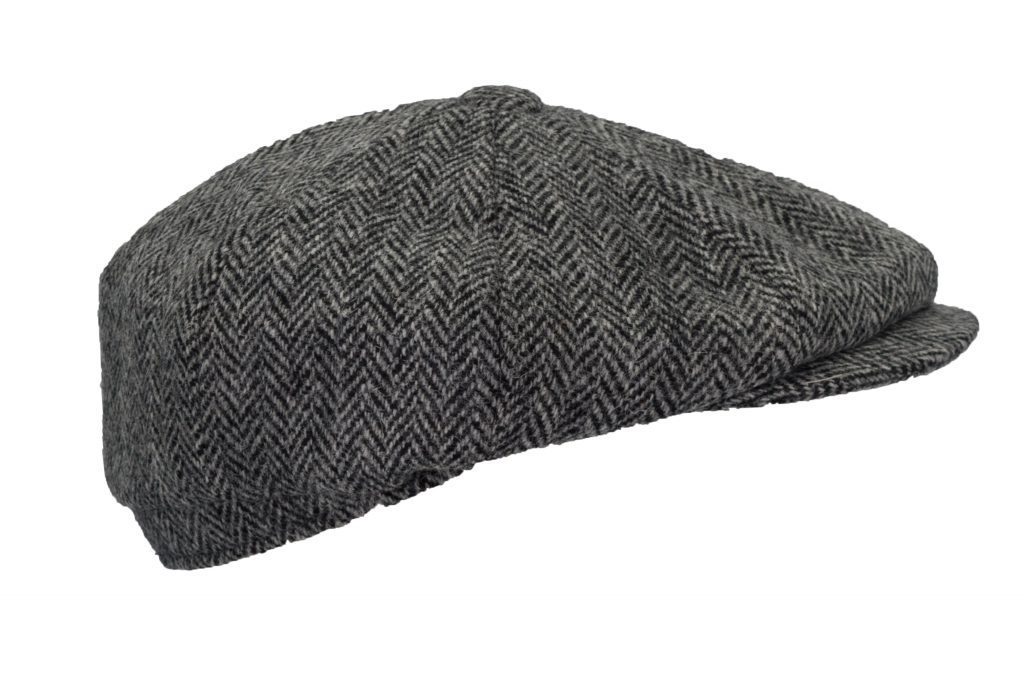 Harris Tweed Bakerboy 8-Panel Cap Steel Grey Fabric | Harris Tweed Scotland