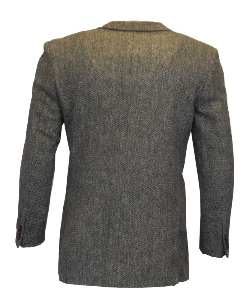 Men's Steel Grey Harris Tweed Herringbone Country Blazer Jacket
