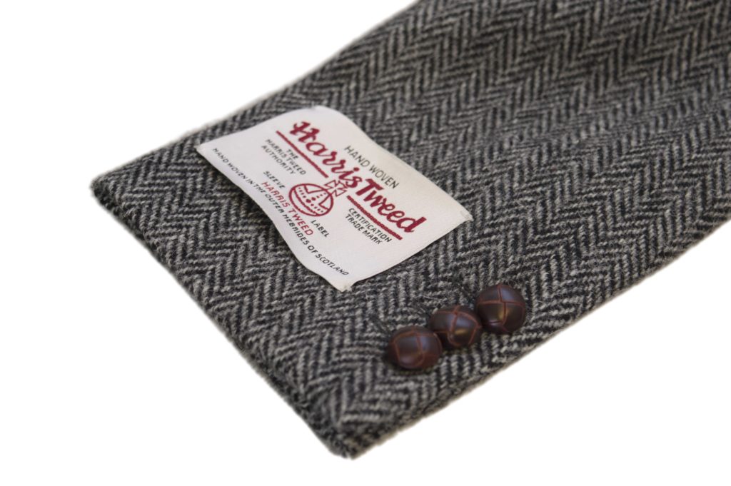 Men's Blazer Jacket in Steel Grey Harris Tweed Herringbone Country Fabric