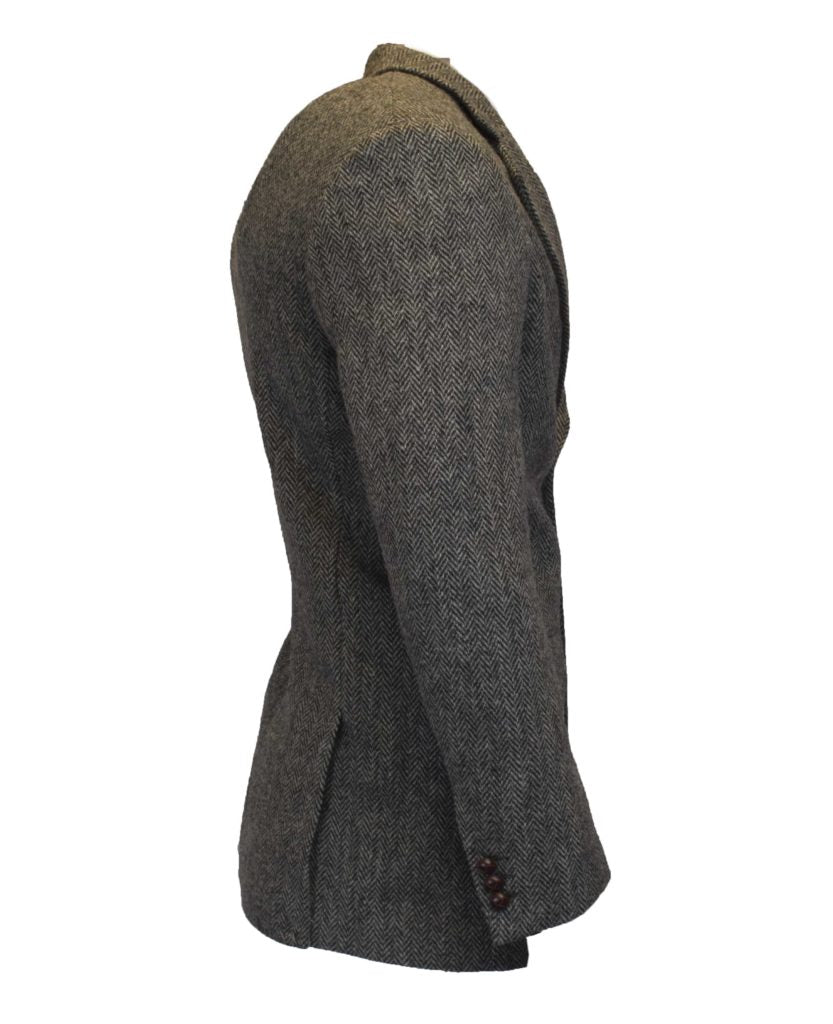Men's Blazer Jacket in Steel Grey Harris Tweed Herringbone Country Fabric