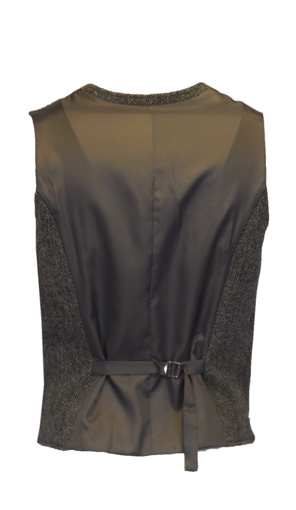 Men's Waistcoat in Steel Grey Harris Tweed Herringbone Country Fabric