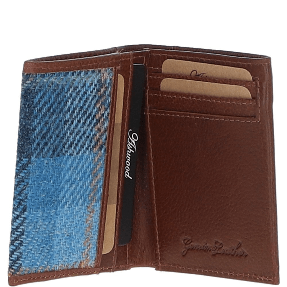 Real Leather Largs RFID Secure Wallet with Tan Leather & Castle Bay Harris Tweed – Image 3 | Harris Tweed Scotland