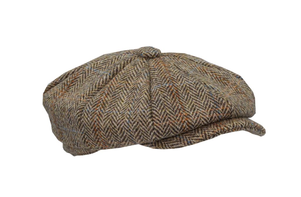 Harris Tweed 8-Panel Thomas Baker Boy Cap - White Sand