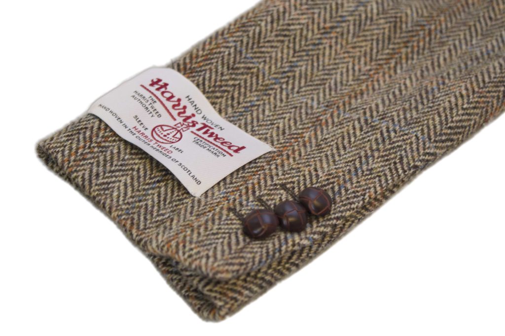 Men's White Sand Harris Tweed Herringbone Overcheck Country Blazer Jacket