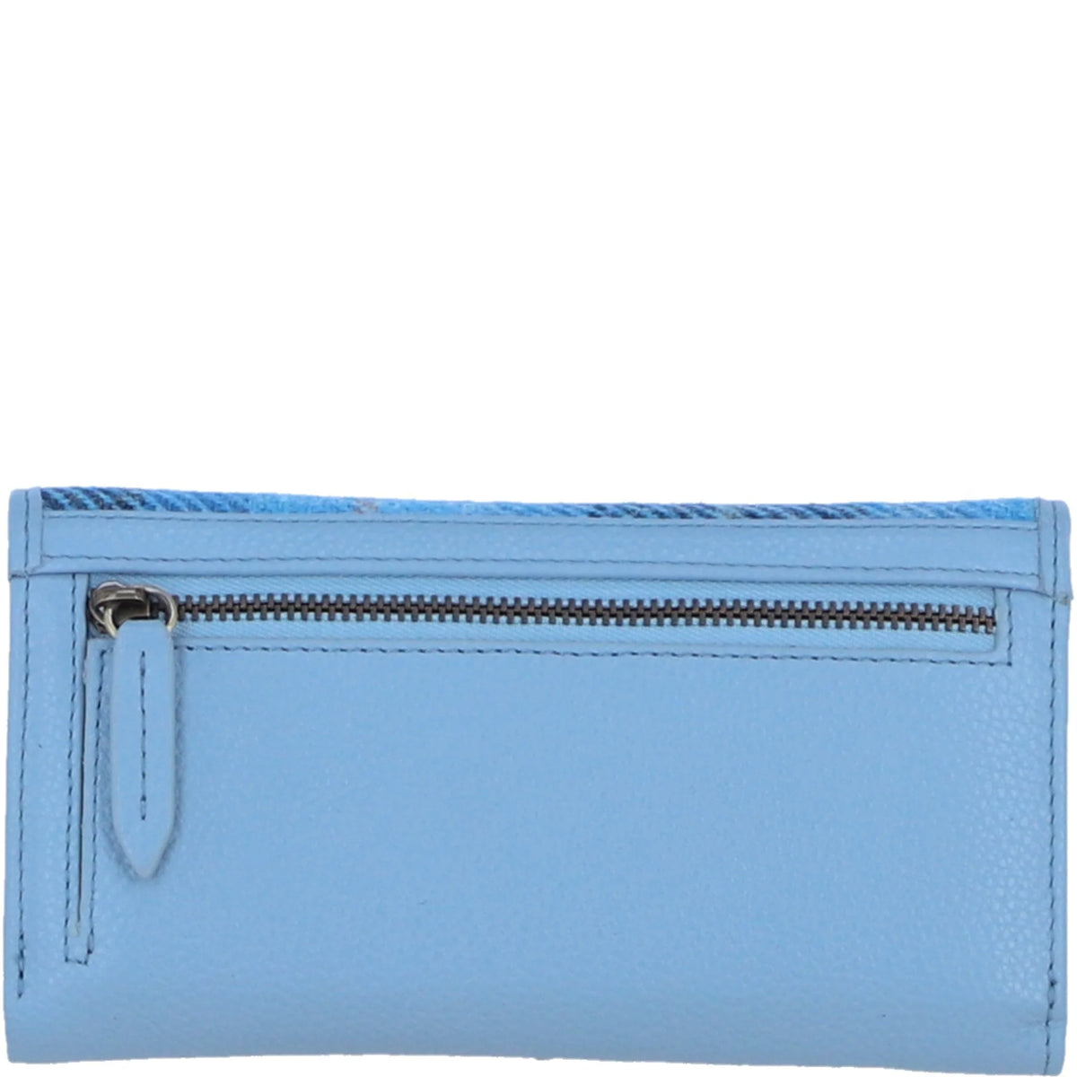 Cumbrae Large Leather Purse with Harris Tweed (Baby Blue)