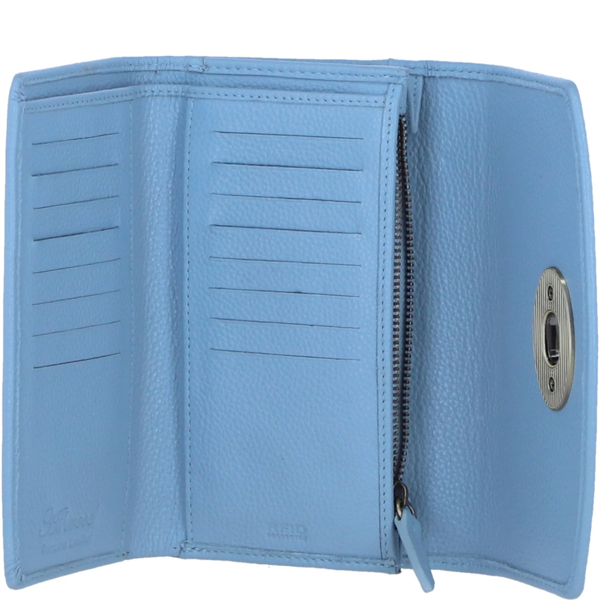 Cumbrae Large Leather Purse with Harris Tweed (Baby Blue)