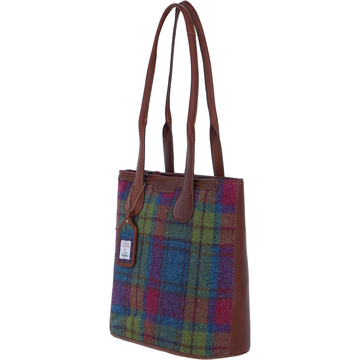 Maidens Leather Shoulder Bag with Harris Tweed (Multi Colour Tartan)