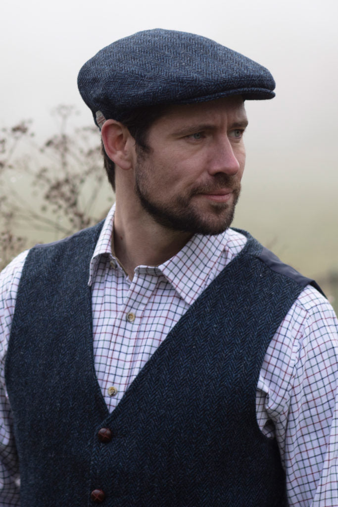 Harris Tweed Oakmoor Country Flat Cap - White Sand