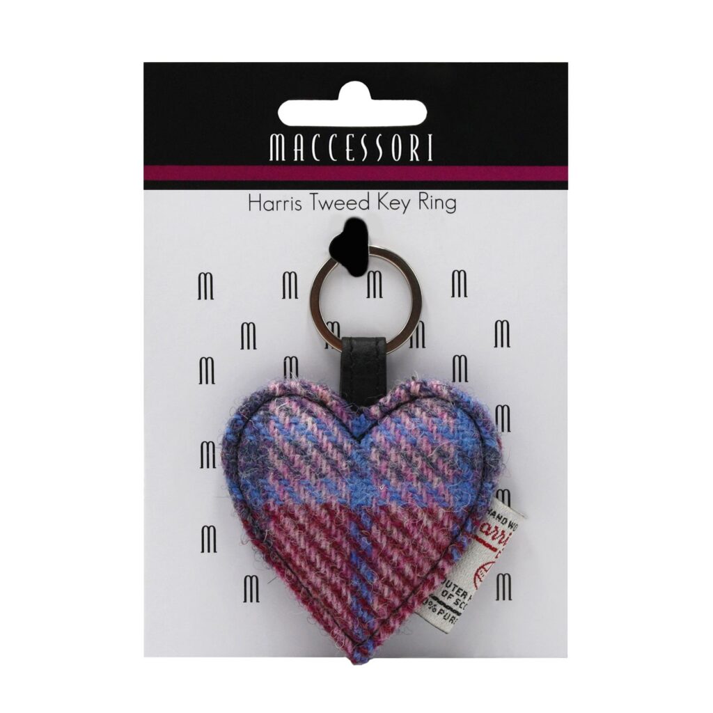 Maccessori Heart Keyring with Harris Tweed - Pastel Pink