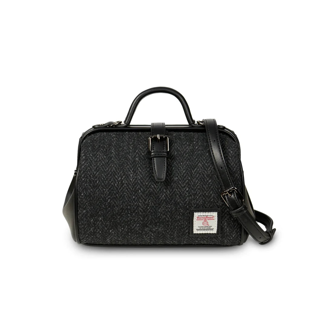 Islander Medium Doctor Bag with Harris Tweed - Black Herringbone
