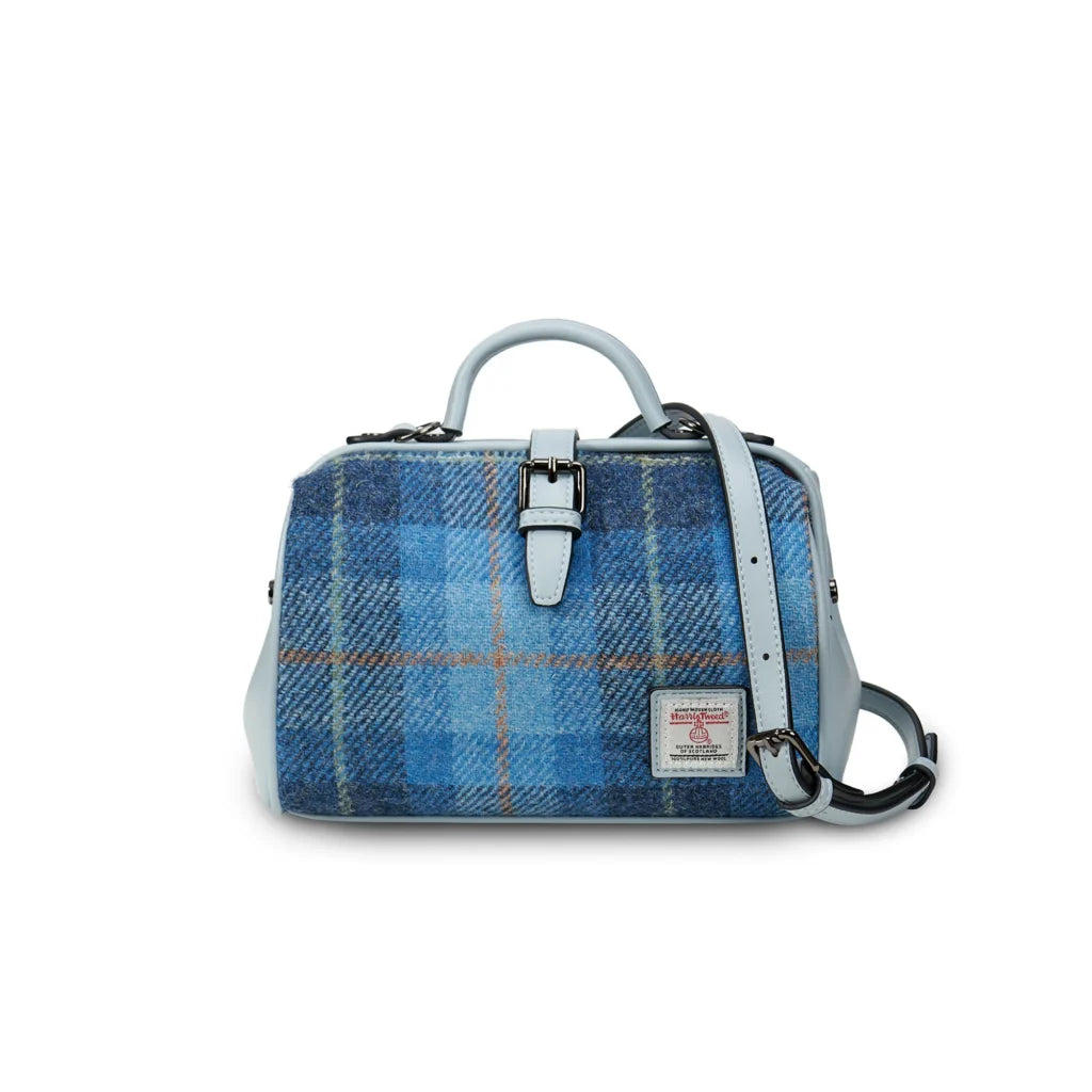 Islander Medium Doctor Bag with Harris Tweed - Blue Tartan