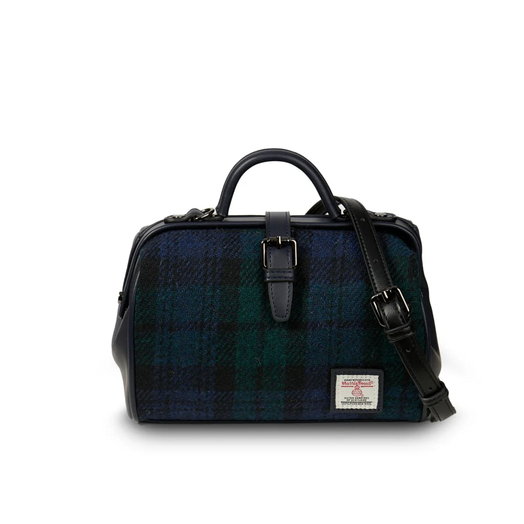 Islander Medium Doctor Bag with Harris Tweed - Black Watch Tartan