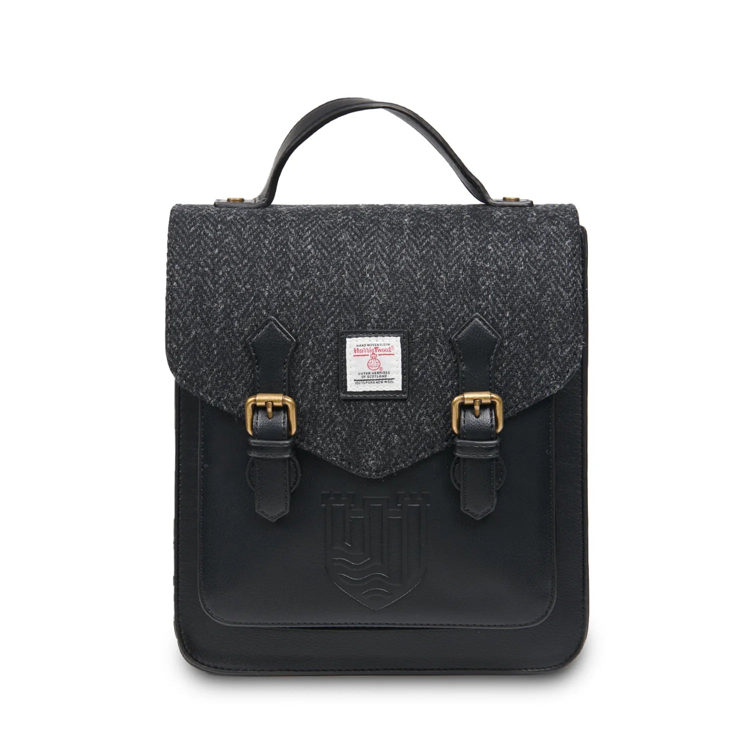 Islander Calton Backpack with Harris Tweed - Black Herringbone