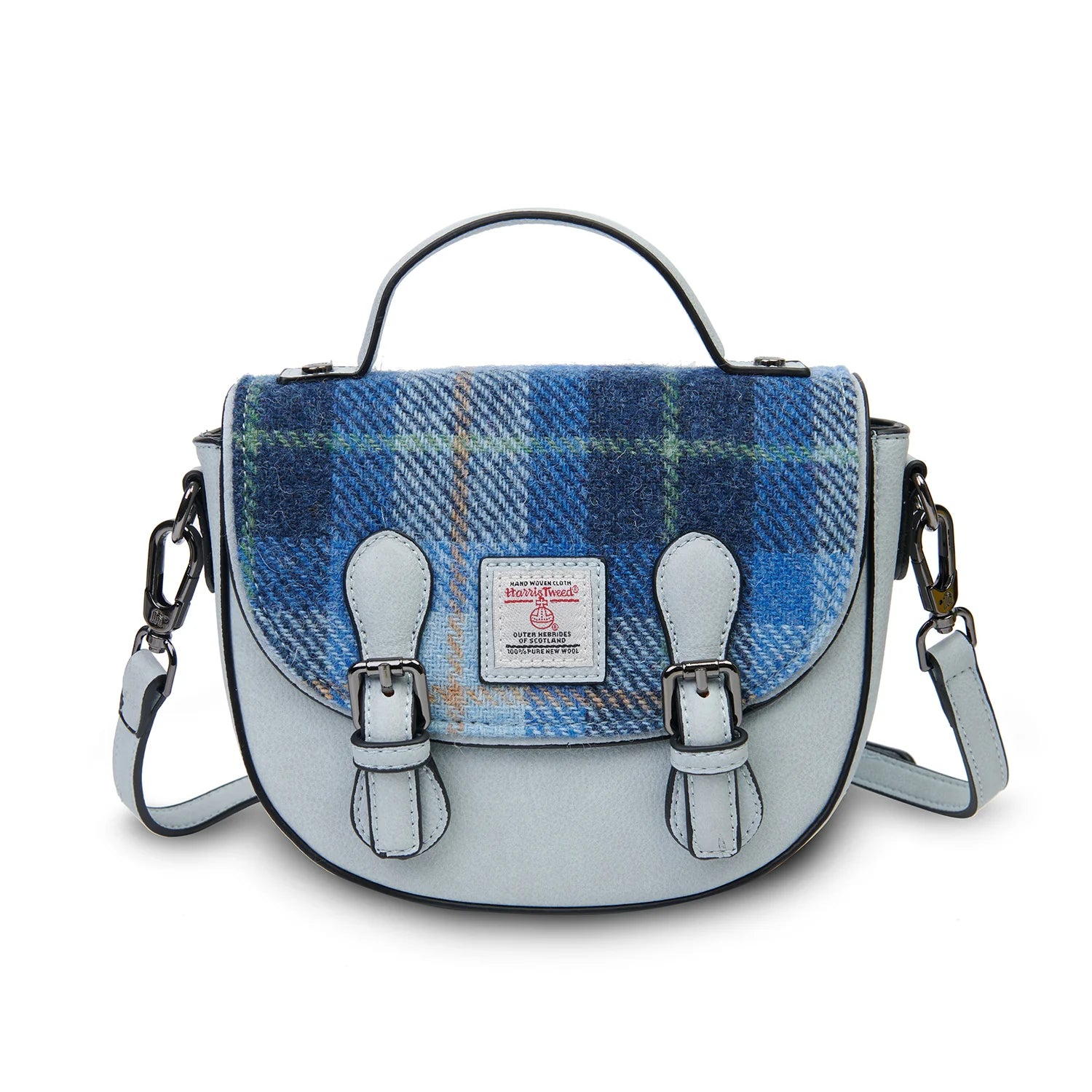 Islander Mini Cobble Satchel with Harris Tweed - Blue Tartan
