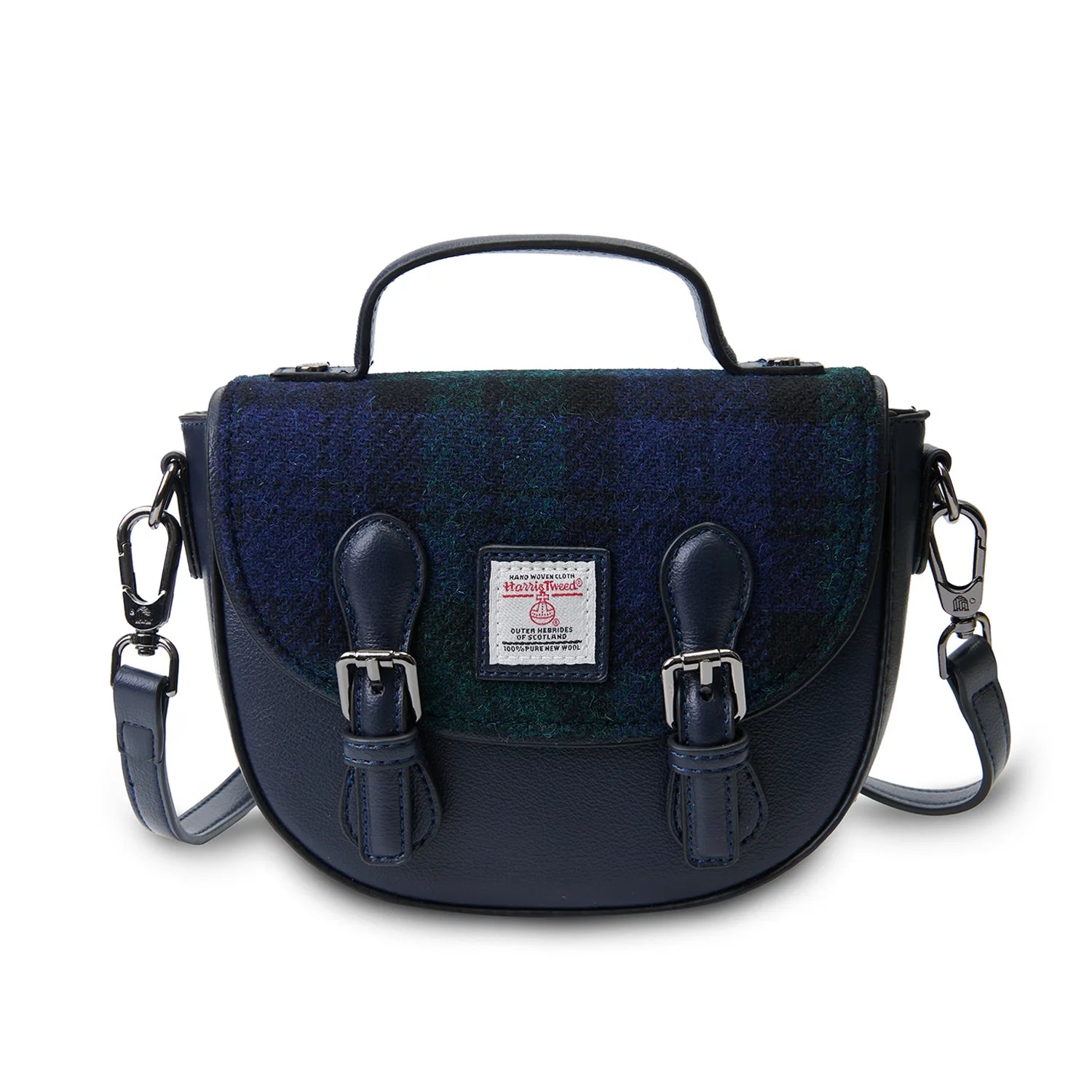 Islander Mini Cobble Satchel with Harris Tweed - Black Watch Tartan