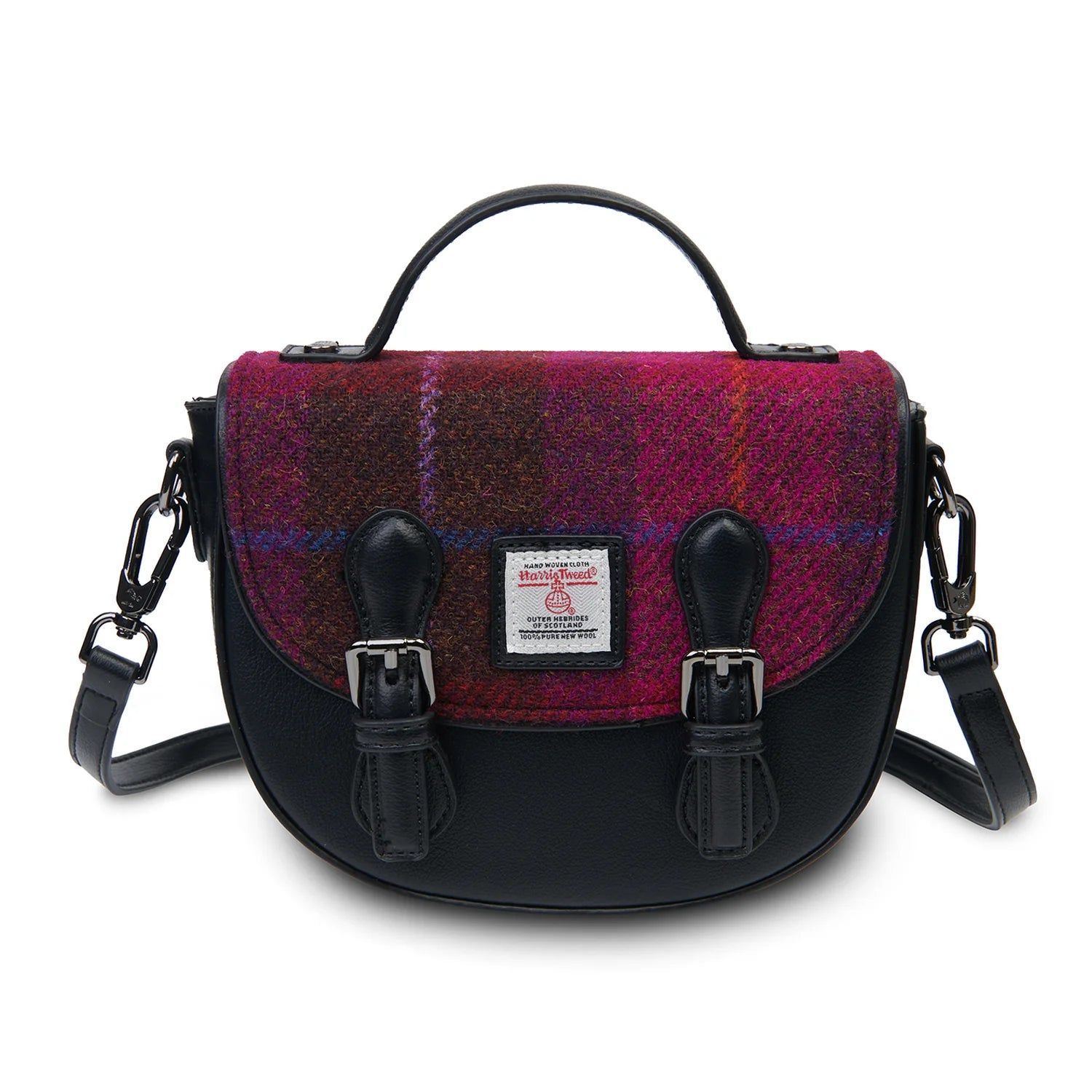 Islander Mini Cobble Satchel with Harris Tweed - Fuschia Tartan