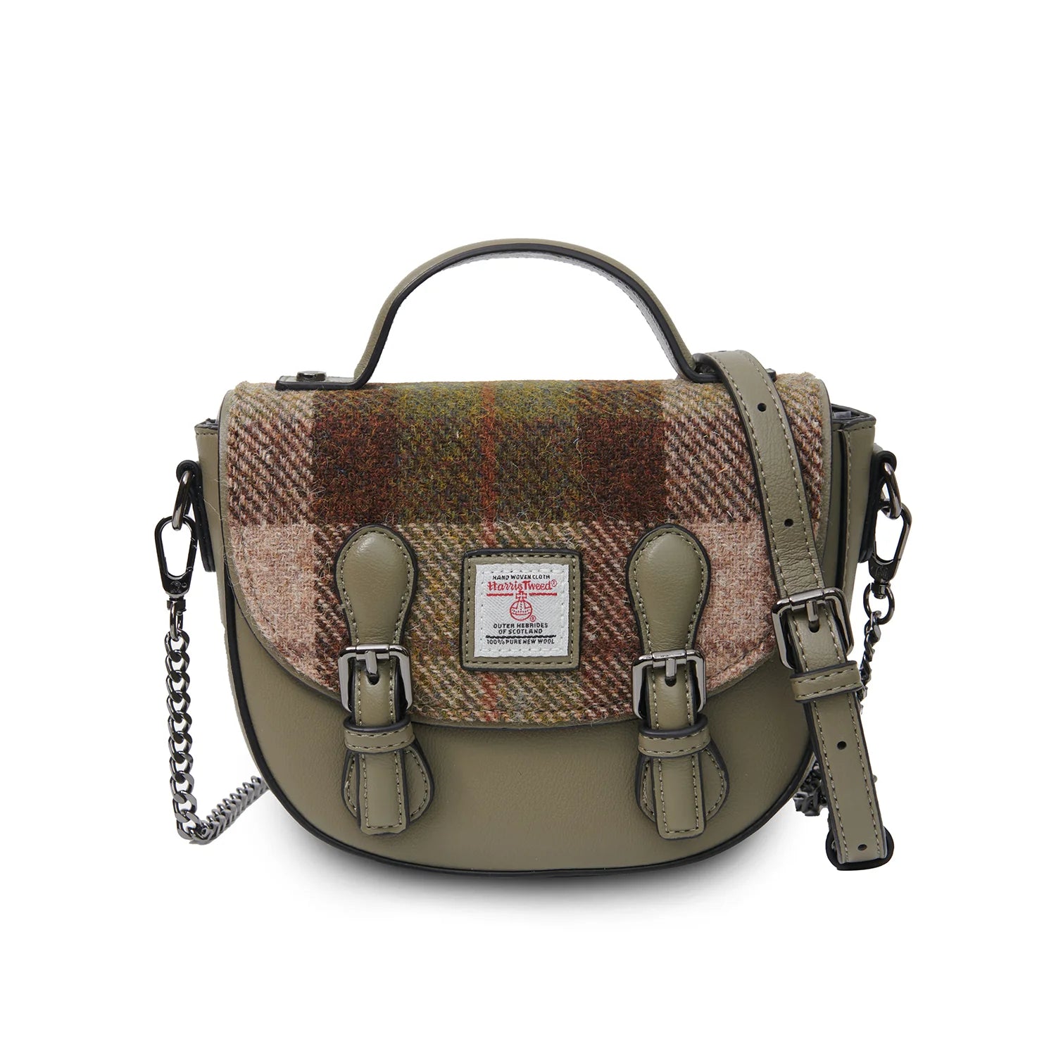 Islander Mini Cobble Satchel with Harris Tweed - Chestnut Tartan