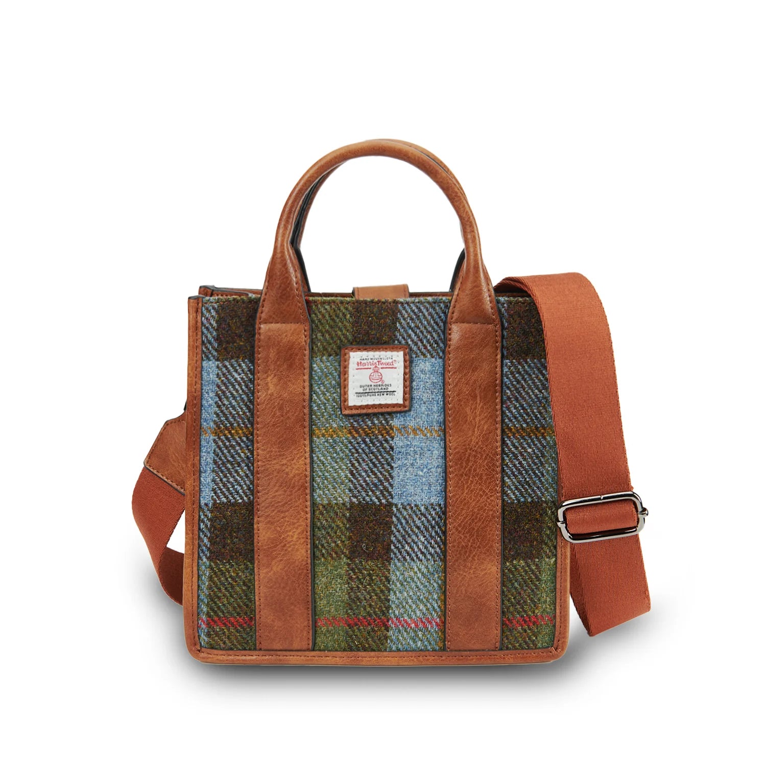 Islander Medium Tobi Tote with Matching Purse - Chestnut & Blue Tartan