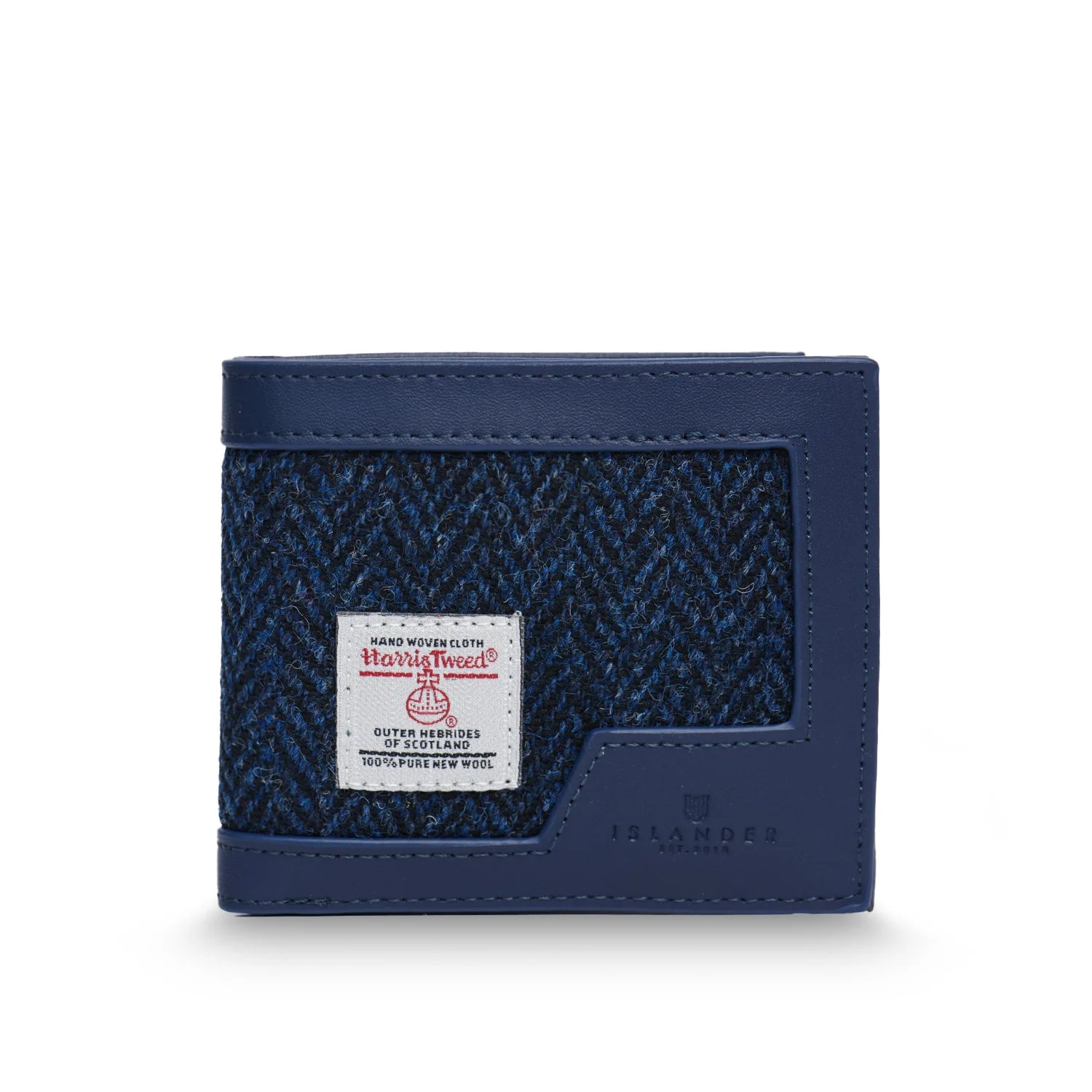 Islander Harris Tweed Men's Wallet with Harris Tweed - Navy Herringbone