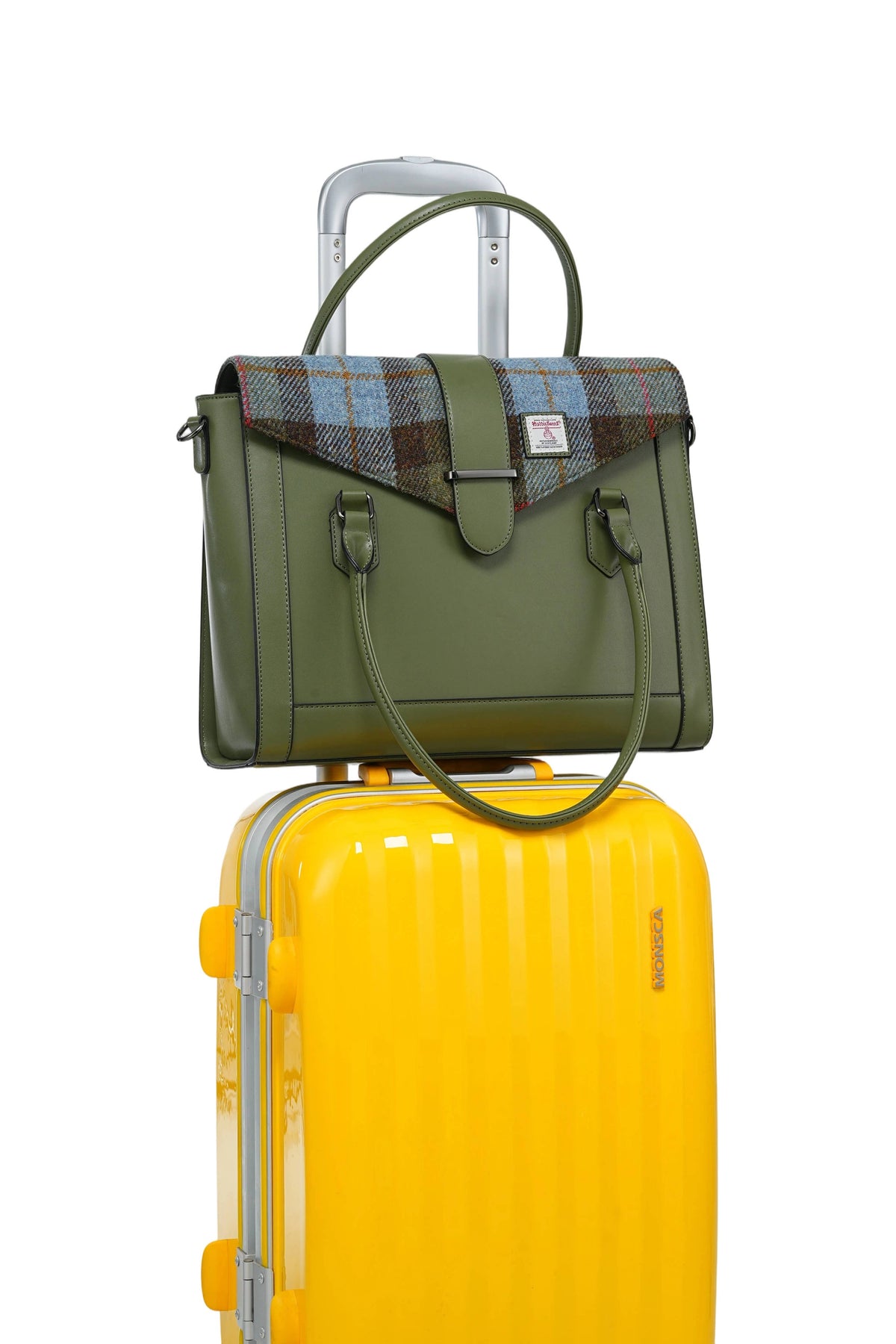 Harris Tweed Laptop Work Flap Satchel Bag (Classic Olive)