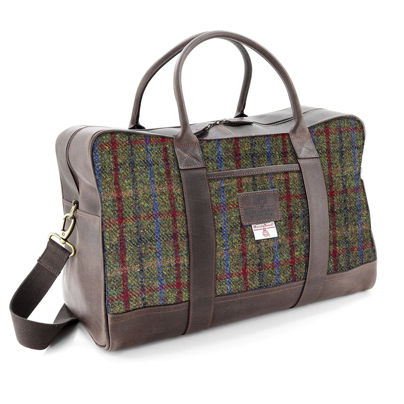 Breanais Leather Travel / Weekend Holdall With Harris Tweed