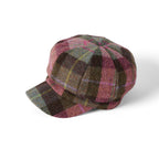 Failsworth Ladies Harris Tweed Scotland Traditional Bakerboy Classic 8 Piece Cap - Pink and Green Tartan | Harris Tweed Scotland