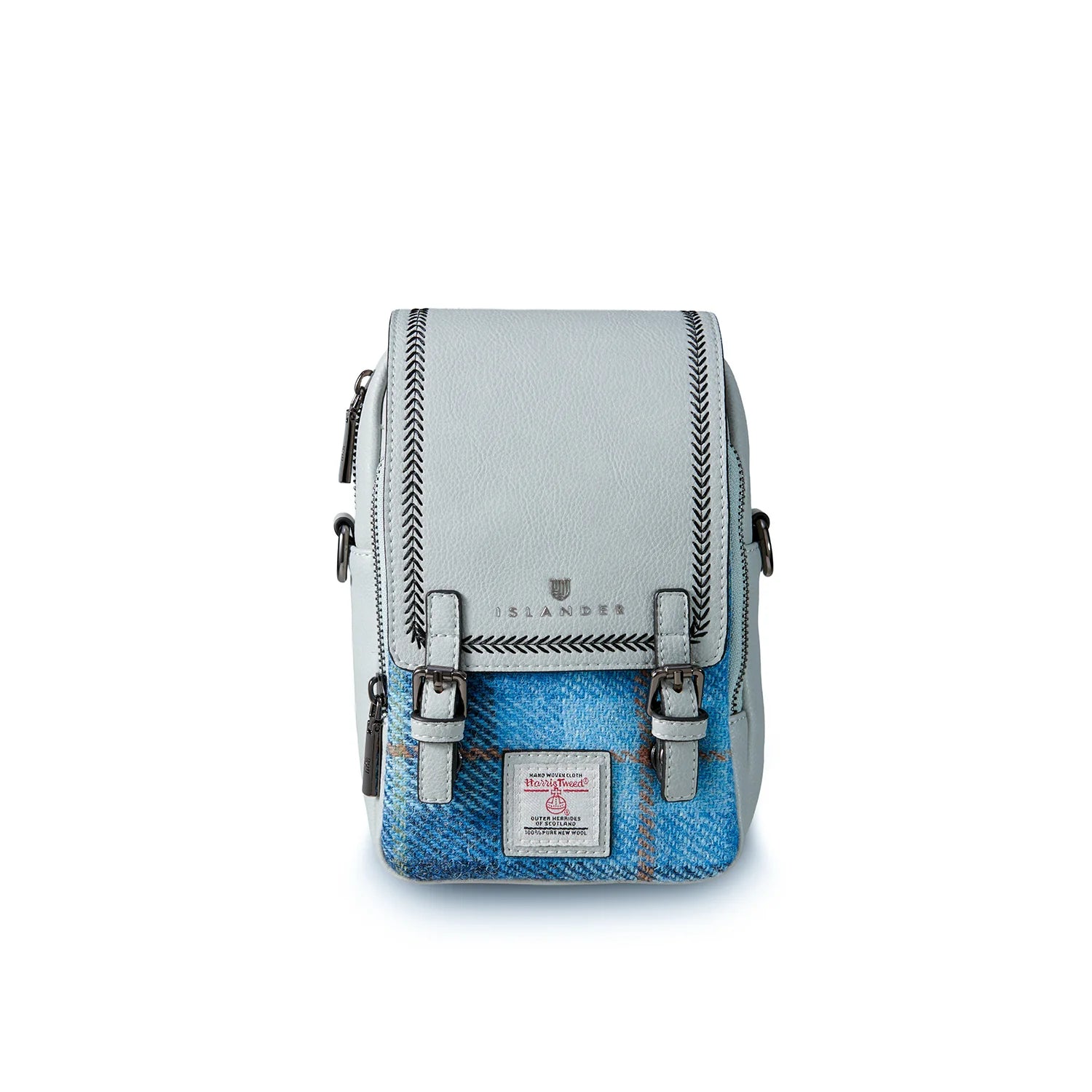 Islander Baby Jura Crossbody Bag with Harris Tweed (Baby Blue)