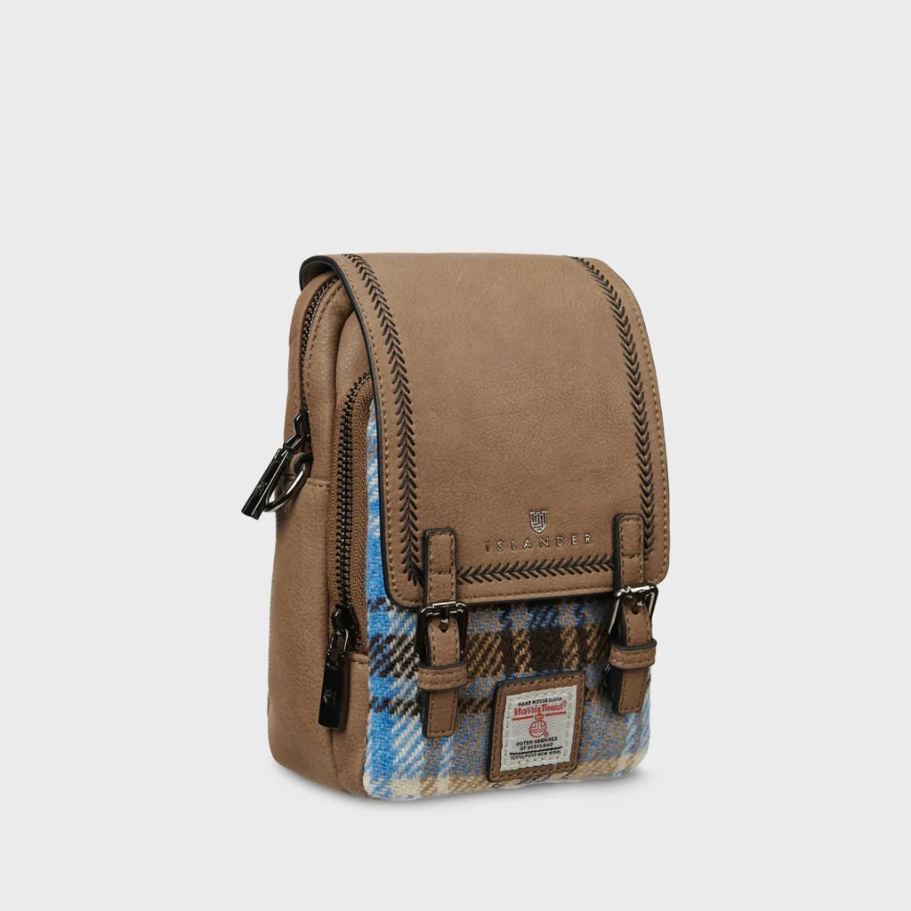 Islander Baby Jura Crossbody Bag with Harris Tweed - Blue-Beige Check