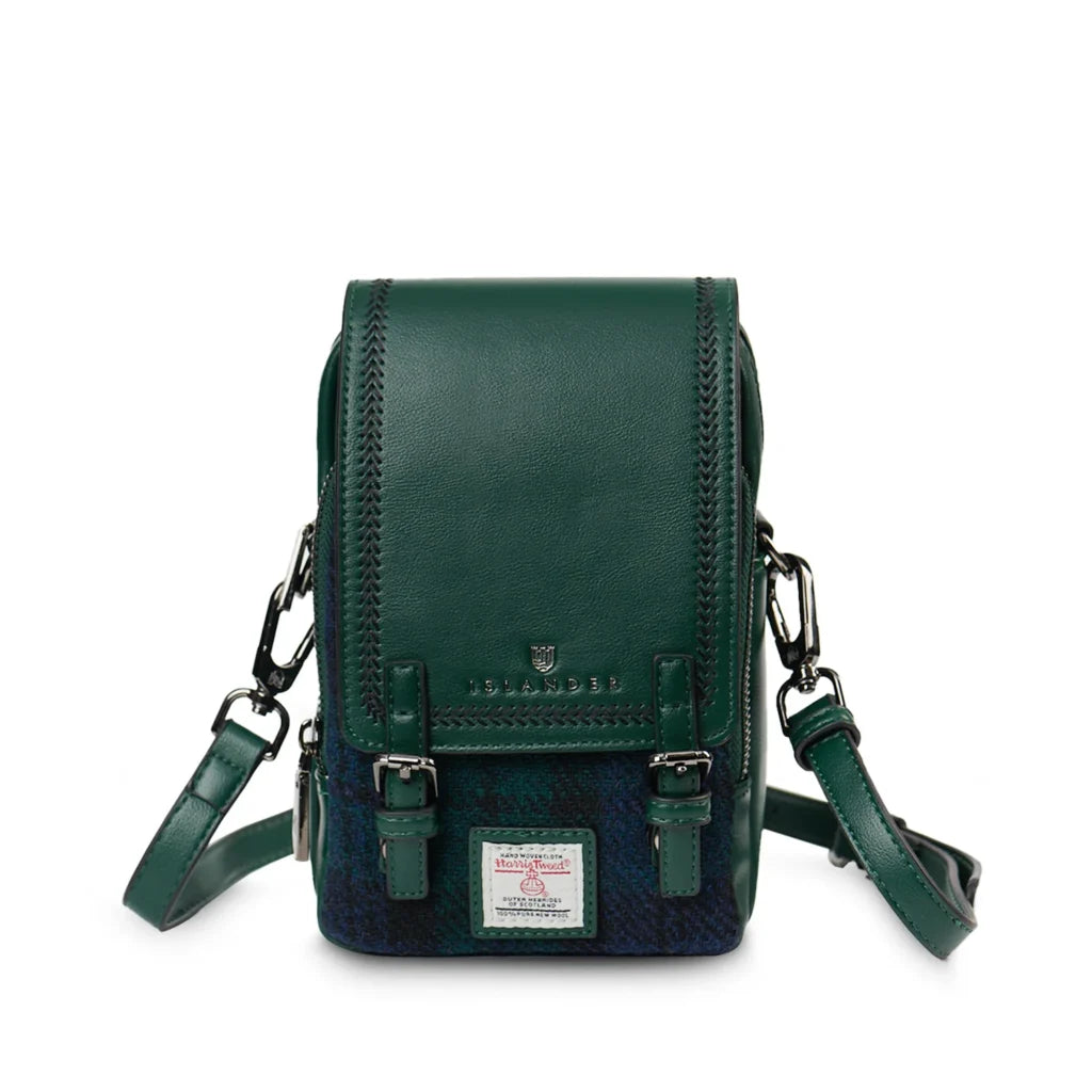 Islander Baby Jura Crossbody Bag with Harris Tweed - Black Watch Tartan