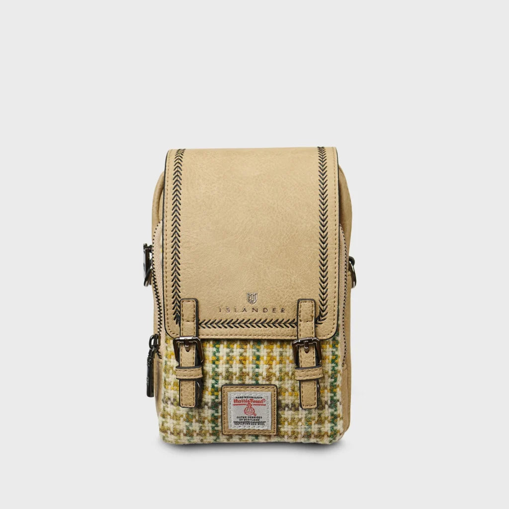 Islander Baby Jura Crossbody Bag with Harris Tweed - Yellow Dogtooth
