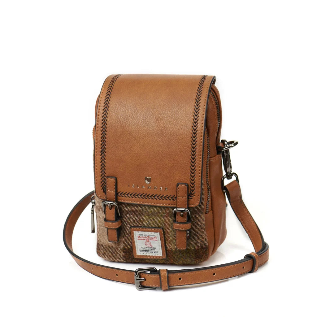 Islander Baby Jura Crossbody Bag with Harris Tweed - Chestnut Tartan