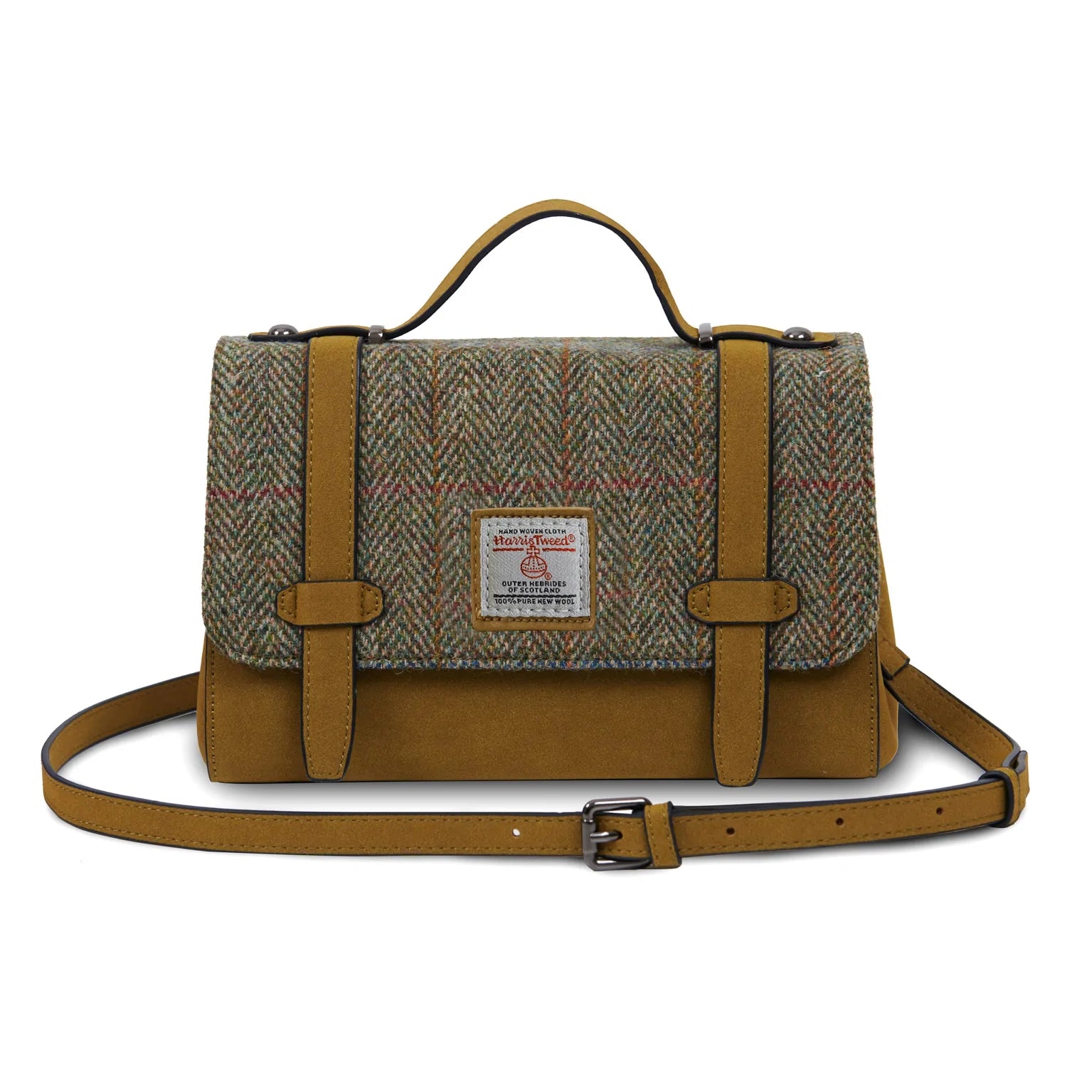 Islander Orkney Satchel with Harris Tweed - Chestnut Herringbone