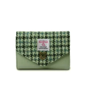 Islander Small Clasp Purse with Harris Tweed - Green Dogtooth