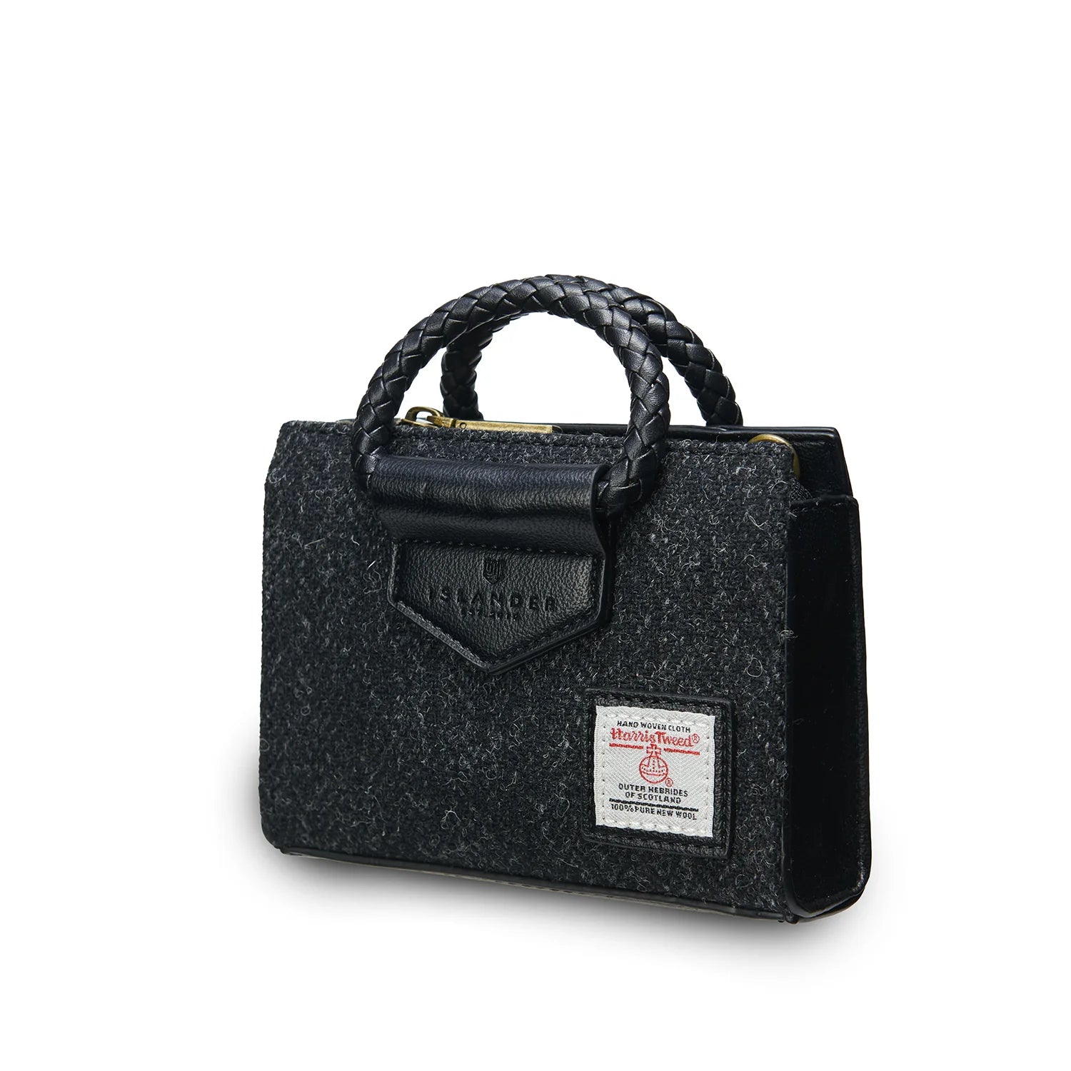 Islander Mini Arran Tote with Harris Tweed - Black Herringbone