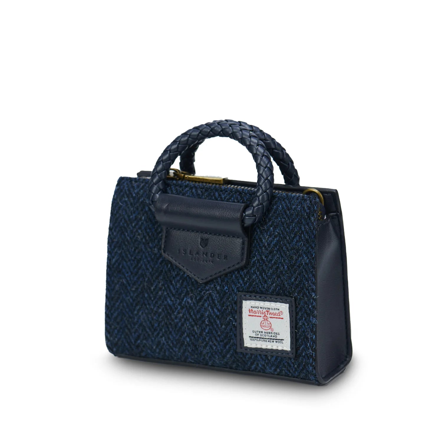Islander Mini Arran Tote with Harris Tweed - Navy Herringbone