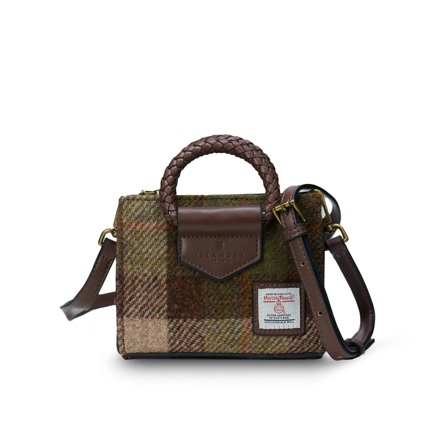 Islander Mini Arran Tote with Harris Tweed - Chestnut Tartan
