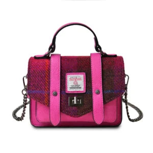 Islander Baby Satchel with Harris Tweed - Fuschia Tartan