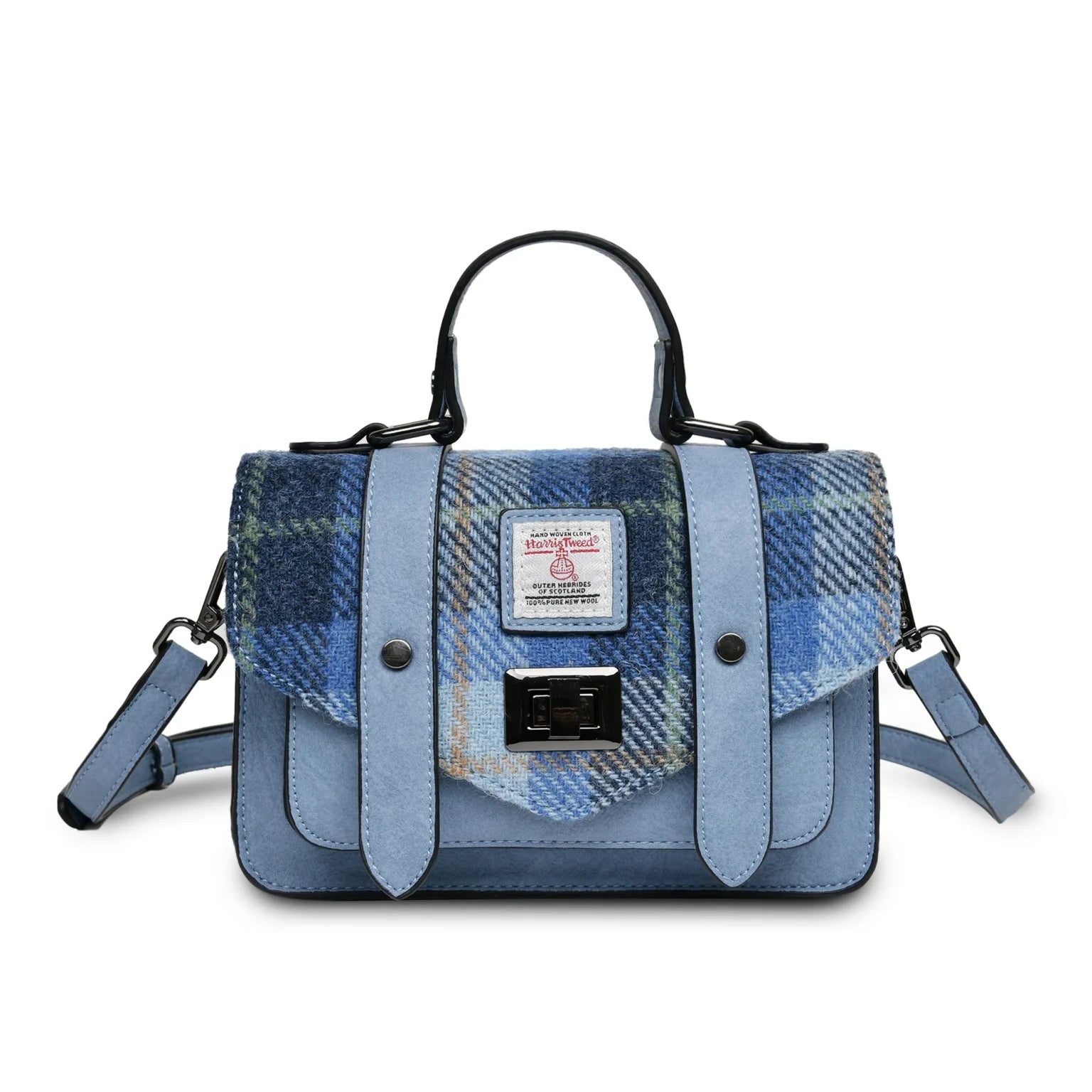 Islander Mini Satchel with Harris Tweed - Blue Tartan