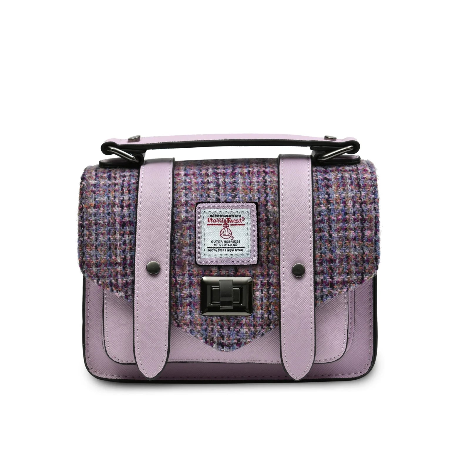 Islander Mini Satchel with Harris Tweed - Violet Mini Dogtooth