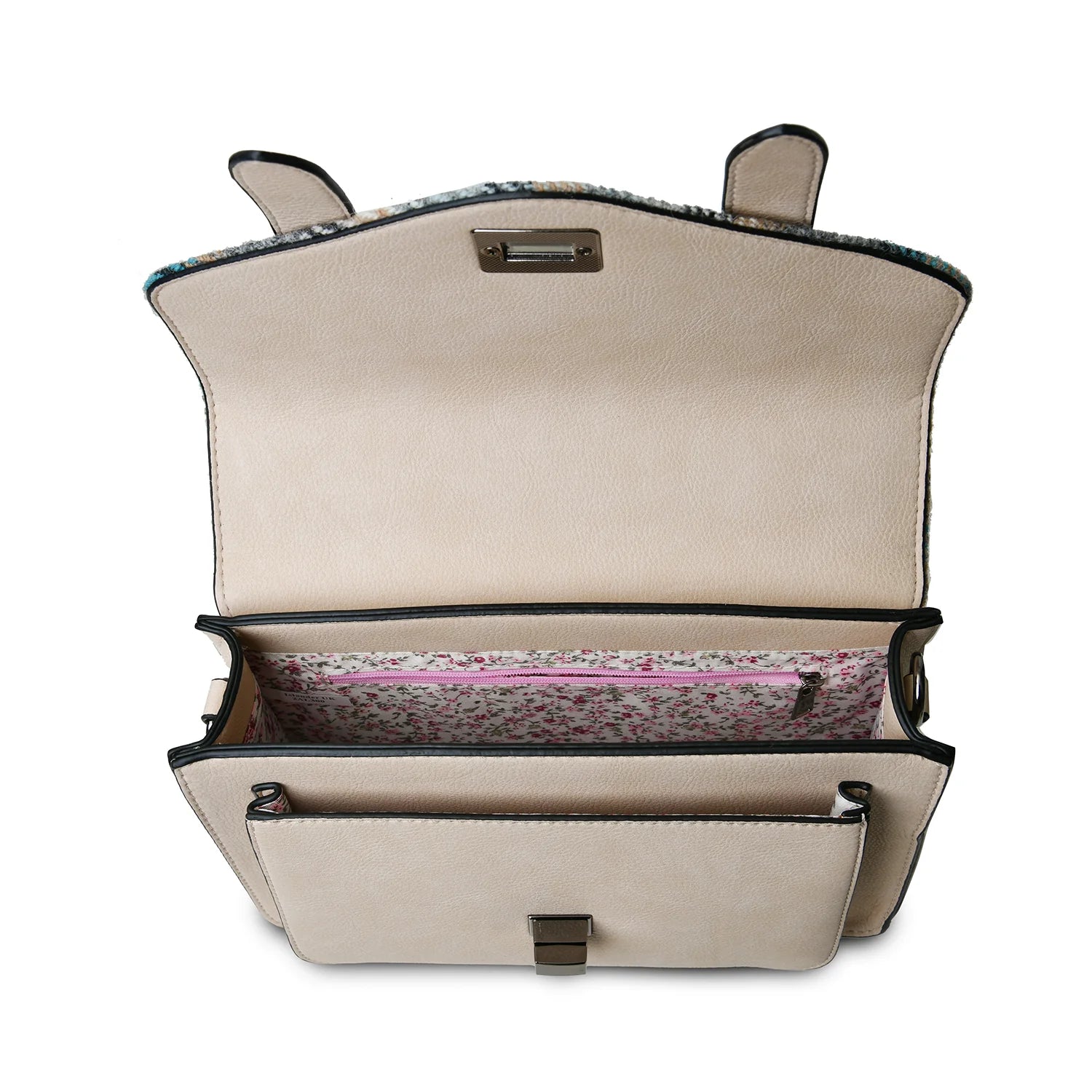 Islander Medium Satchel Bag with Harris Tweed Pink & Blue Tartan
